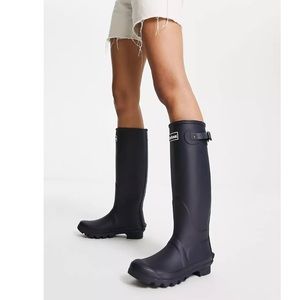 Barbour Bede classic gumboots with tartan lining in navy - 8 (more like sz 9)